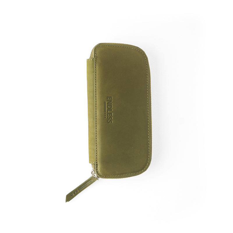 CLEARANCE SALE: Endless Companion Leather Adjustable Pen Pouch - 3 Pens - Green