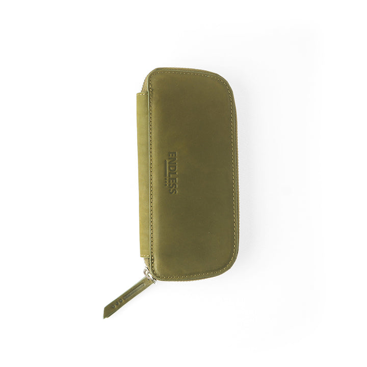 CLEARANCE SALE: Endless Companion Leather Adjustable Pen Pouch - 3 Pens - Green