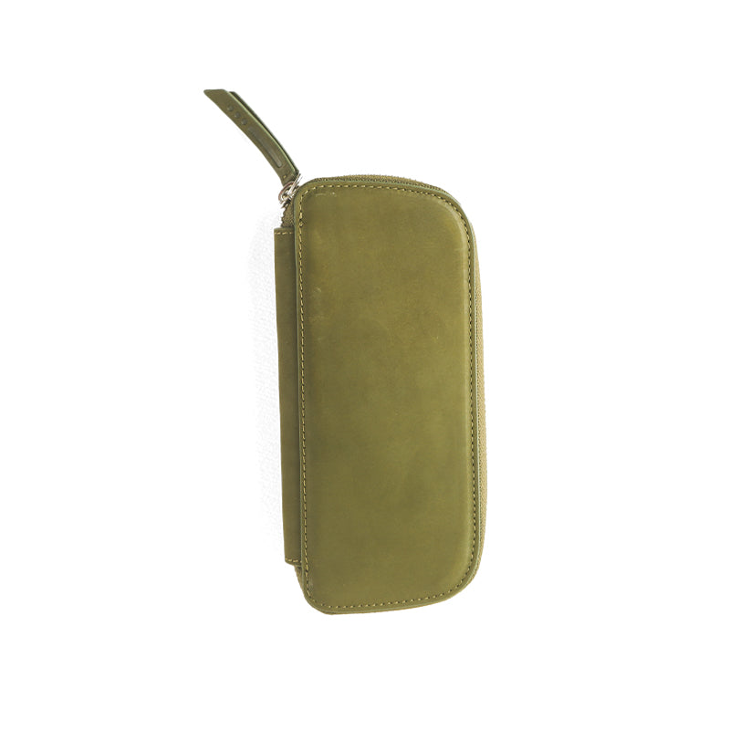 CLEARANCE SALE: Endless Companion Leather Adjustable Pen Pouch - 3 Pens - Green