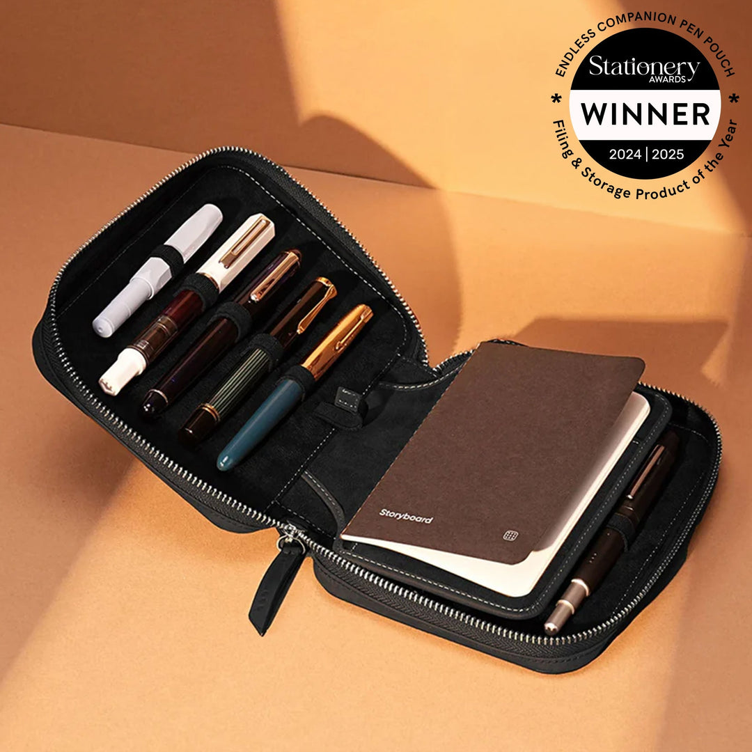 CLEARANCE SALE - Endless Companion Leather Adjustable Pen Pouch - 10 Pens - Black