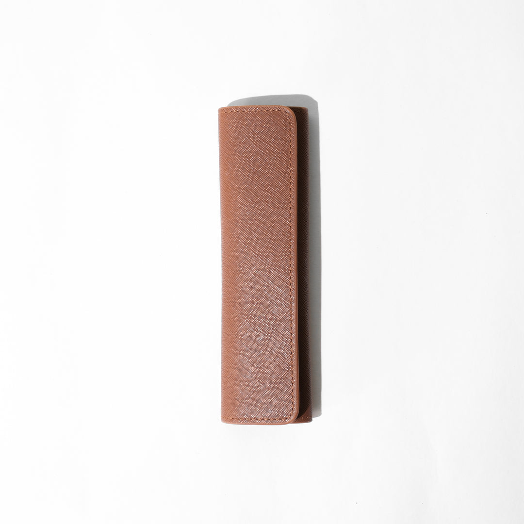 Saffiano 1 Pen Pouch 0011 Brown Front