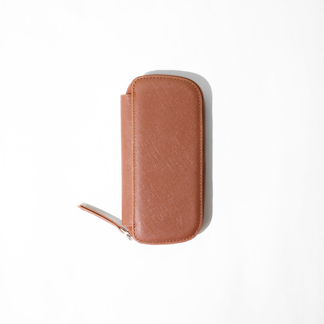 Saffiano 3 Pen Pouch 0004 Brown Front
