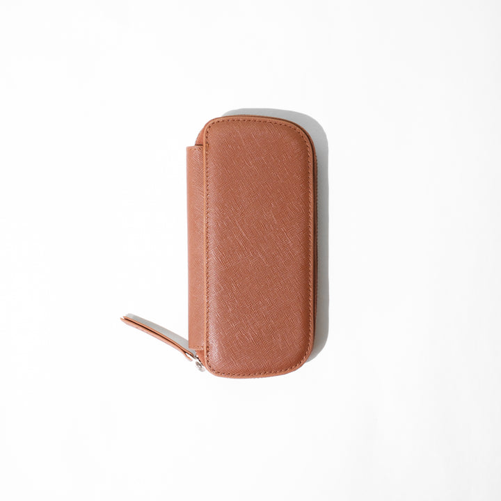 Saffiano 3 Pen Pouch 0004 Brown Front
