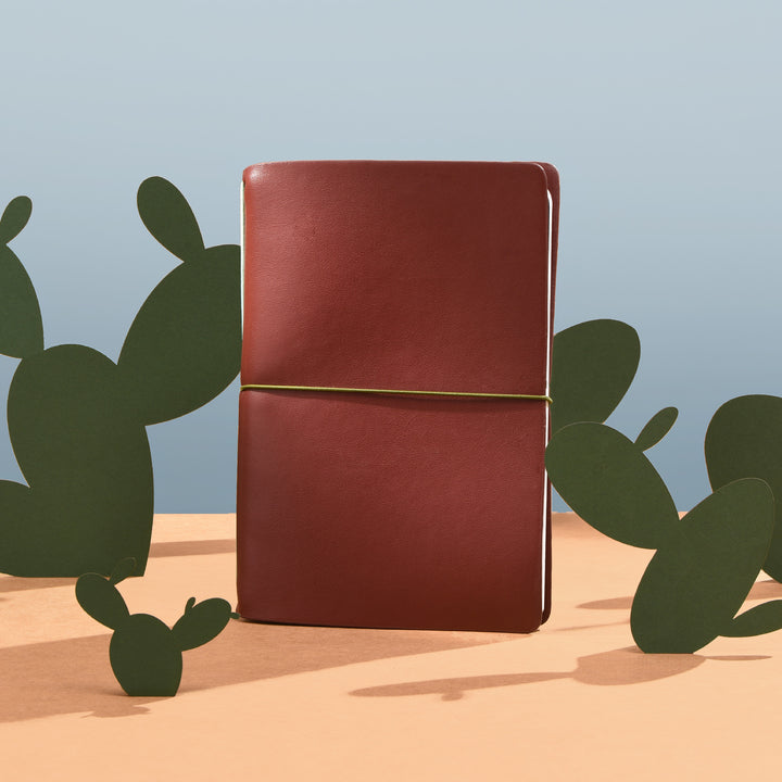 CLEARANCE SALE: Explorer - Refillable Cactus Leather Journal Regalia Paper - Maroon